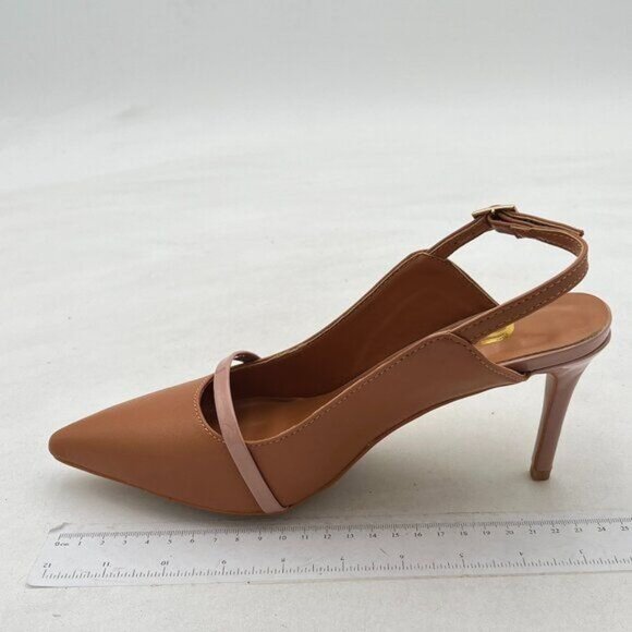 FSJ Pink Women Classy Pointed Toe Thin High Heel Slingback Pump Office Prom - Picture 2 of 8